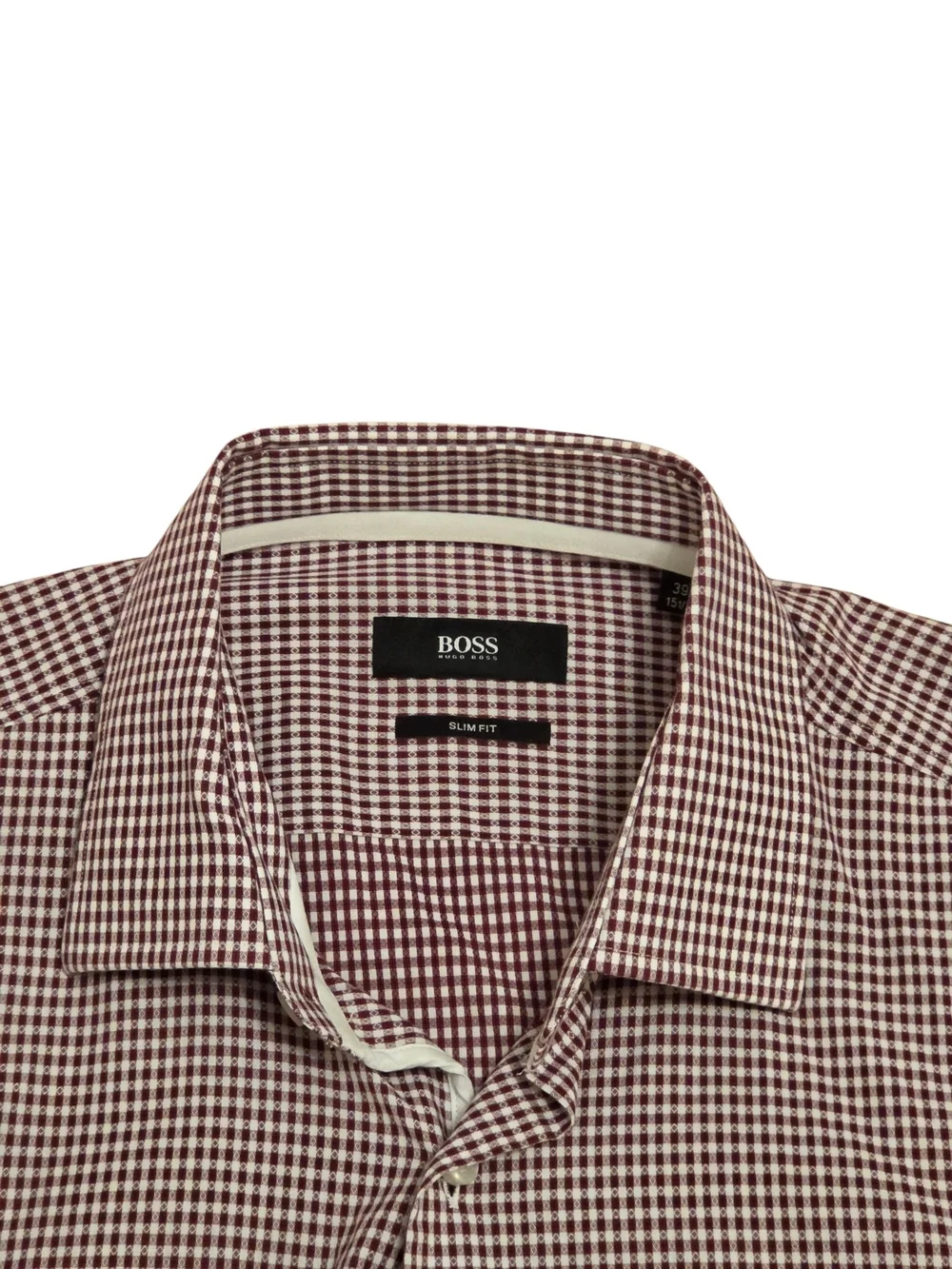 Hugo Boss Burgundy and White Micro-Check Button-Down Shirt - Picture 4 of 5
